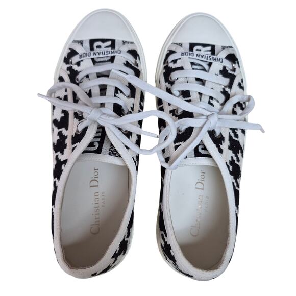 Christian Dior Black White Houndstooth Walk N Dior Sneakers Shoes 39 1/2 9 1/2 - Picture 3 of 8